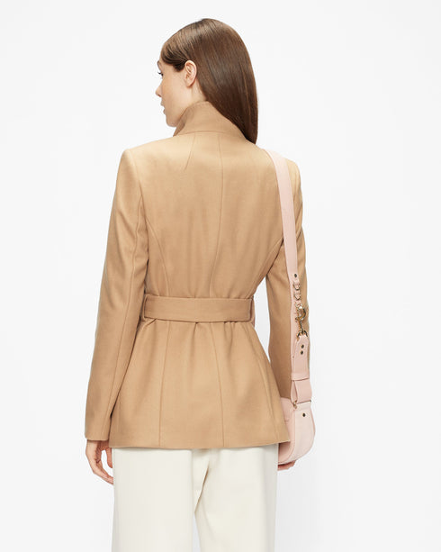 RYTAA-Outerwear-Formed from a sumptuous blend of wool and cashmere, the RYTAA coat will cocoon you in a layer of luxury. Featuring a high neck and waist tie belt, it helps you beat the elements in serious style. Wool-cashmere blend Wrap front Wait belt included Button fastening Hardware detailing at belt and collar Printed lining Our model is 5'9"/ 1.75m and wears a Ted size 2- Ted Baker Romania